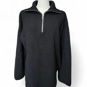hm black quarter zip knit sweater
